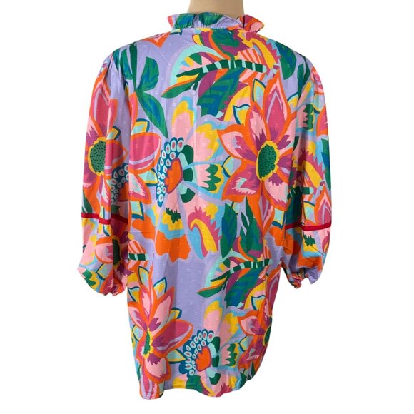 Unbranded Peasant Blouse Top Floral Multi-Color Size XL Extra Large - Picture 3 of 5